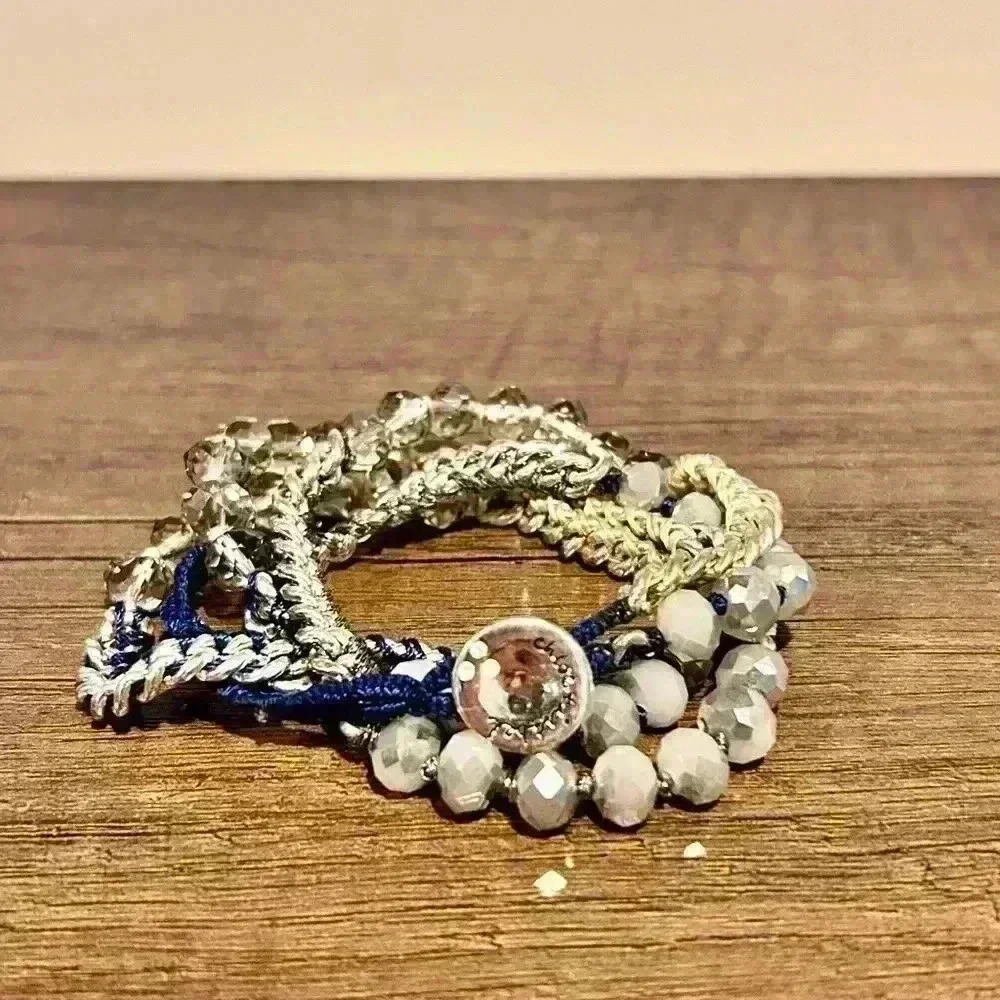 Chloe and Isabel | Multi-wear Silver Tone  and Navy Wrap Bracelet/ Necklace